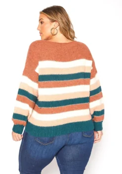 Asoph Plus Size Fuzzy Multi Stripe Sweater -Asoph Fashion Shop 2016426 190 3
