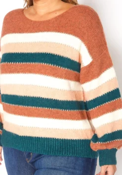 Asoph Plus Size Fuzzy Multi Stripe Sweater -Asoph Fashion Shop 2016426 190 4
