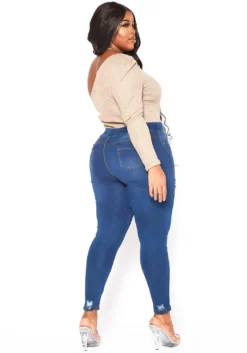 Asoph Plus Size Minimal Distressed Blue Wash Jeggings -Asoph Fashion Shop 2016492 379 4