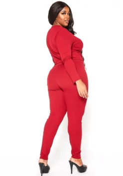 Asoph Plus Size Ruched Drawstring Crop Top & Leggings Set -Asoph Fashion Shop 2016581 111 2