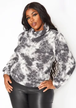Asoph Plus Size Tie Dye Fade Thermo Knit Turtle Neck Sweater -Asoph Fashion Shop 2016653 377 1