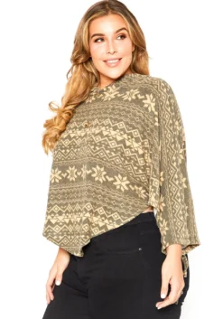 Asoph Plus Size Aztec Print Dolman Sleeve Hooded Sweater -Asoph Fashion Shop 2016719 118 2