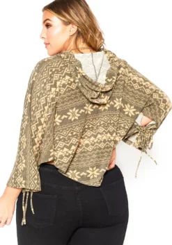 Asoph Plus Size Aztec Print Dolman Sleeve Hooded Sweater -Asoph Fashion Shop 2016719 118 3