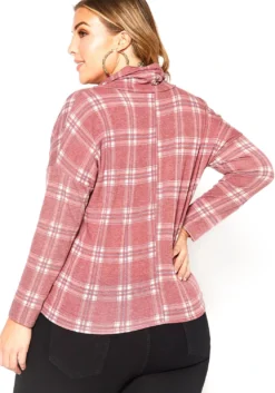 Asoph Plus Size Plaid Funnel Neck Sweater -Asoph Fashion Shop 2016732 111 3