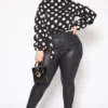 Vibrant Plus Size Girls Night Out PU Leather Skinny Jeans