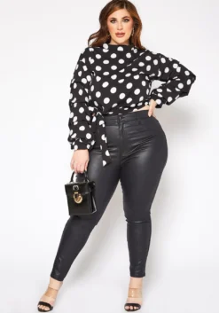Vibrant Plus Size Girls Night Out PU Leather Skinny Jeans