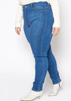 Vibrant Plus Size High Waisted Blue Wash Skinny Denim Jean -Asoph Fashion Shop 2016803 938 2