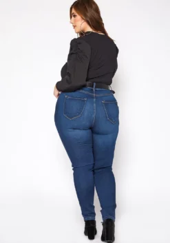 Vibrant Plus Size High Waisted Blue Wash Skinny Denim Jean -Asoph Fashion Shop 2016803 939 3