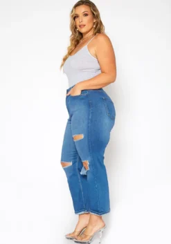 Vibrant Plus Size Distressed Vintage Denim Mom Jean -Asoph Fashion Shop 2016804 938 4