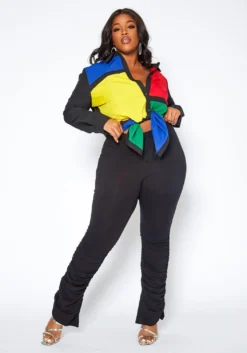 Asoph Plus Size Lounge Obsessed Ankle Stacked Fitted Pants