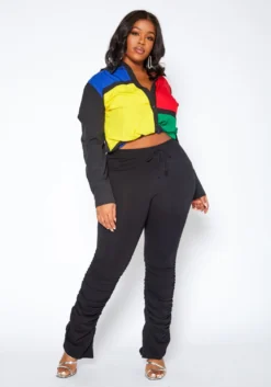 Asoph Plus Size Lounge Obsessed Ankle Stacked Fitted Pants -Asoph Fashion Shop 2016899 001 1