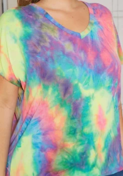 Asoph Plus Size Rainbow Tie Dye V Neck Shirt -Asoph Fashion Shop 2016920 128 4