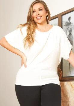 Asoph Plus Size Basic Dolman Sleeve Blouse