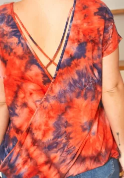 Asoph Plus Size Tie Dye Cross Lace Open Back Design Shirt -Asoph Fashion Shop 2016922 110 3