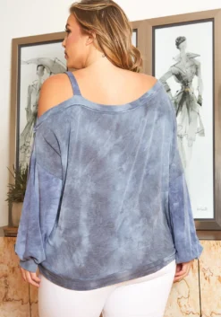 Asoph Plus Size Tie Dye Single Strap Off Shoulder Sweater -Asoph Fashion Shop 2016935 158 2