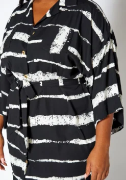 Asoph Plus Size Abstract Striped Button Front Mini Dress -Asoph Fashion Shop 2017008 001 5