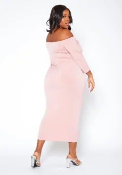 Asoph Plus Size Sincere Off Shoulder Bodycon Maxi Dress -Asoph Fashion Shop 2017010 102 3