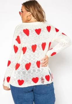 Asoph Plus Size Sweet Hearts Print Knit Sweater -Asoph Fashion Shop 2017111 952 3