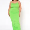 Asoph Plus Size Never Basic Ruched Bodycon Maxi Dress