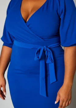 Plus Size V Neck Wrap Bodycon Mini Dress -Asoph Fashion Shop 2017244 001 4