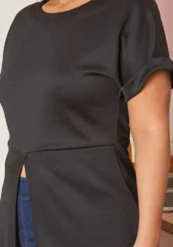 Asoph Plus Size Centered Split Hem Longline Top -Asoph Fashion Shop 2017270 001 4