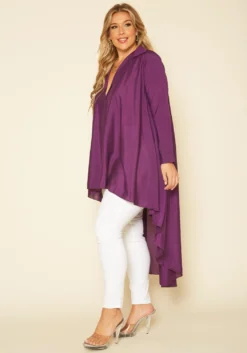 Plus Size Open Collar High To Low Chiffon Blouse -Asoph Fashion Shop 2017276 145 2