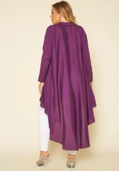 Plus Size Open Collar High To Low Chiffon Blouse -Asoph Fashion Shop 2017276 145 3