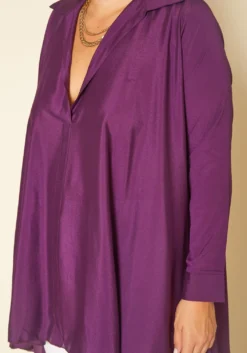 Plus Size Open Collar High To Low Chiffon Blouse -Asoph Fashion Shop 2017276 145 4