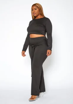Asoph Plus Size Crop Sweater & Belted Flare Pants Set -Asoph Fashion Shop 2017393 001 2