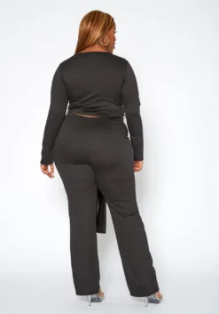 Asoph Plus Size Crop Sweater & Belted Flare Pants Set -Asoph Fashion Shop 2017393 001 3