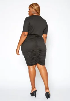 Asoph Plus Size Ruched Crop Top & Pencil Skirt Matching Set -Asoph Fashion Shop 2017402 001 4