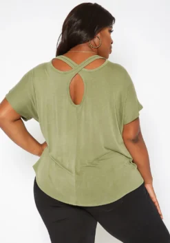 Asoph Plus Size Back Cross Hem Design Tee Shirt -Asoph Fashion Shop 2017417 125 3