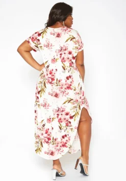 Asoph Plus Size Spring Floral Print Tee Shirt Maxi Dress -Asoph Fashion Shop 2017418 952 3