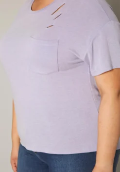 Plus Size Distressed Crew Neck Tee Shirt -Asoph Fashion Shop 2017521 145 4