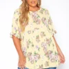 Asoph Plus Size Floral Print Relaxed Fit Tee Shirt