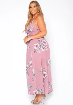 Asoph Plus Size Floral Print Cross Lace Back Maxi Dress -Asoph Fashion Shop 2017559 186 2