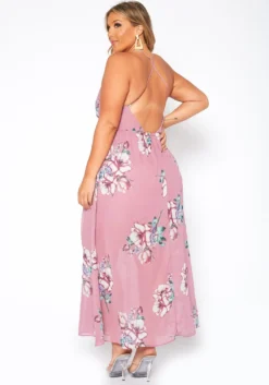 Asoph Plus Size Floral Print Cross Lace Back Maxi Dress -Asoph Fashion Shop 2017559 186 3