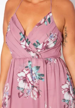 Asoph Plus Size Floral Print Cross Lace Back Maxi Dress -Asoph Fashion Shop 2017559 186 4