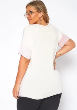 Asoph Plus Size Color Block Crew Neck Tee Shirt -Asoph Fashion Shop 2017572 128 3