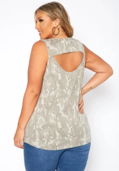 Asoph Plus Size Camo Print Open Back Tank Top -Asoph Fashion Shop 2017576 125 3