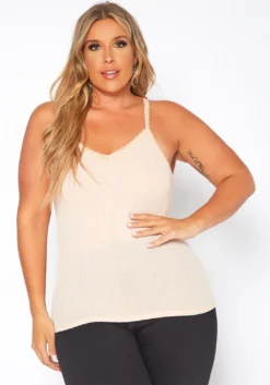 Asoph Plus Size Lace Trim Cami Top