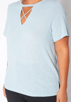 Asoph Plus Size Waffle Knit Crew Neck Tee Shirt -Asoph Fashion Shop 2017587 003 4