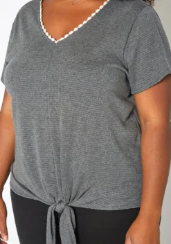 Asoph Plus Size Crochet Trim V Neck Shirt -Asoph Fashion Shop 2017630 108 4