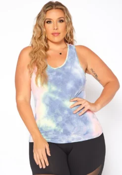 Asoph Plus Size Tie Dye Racerback Tank Top
