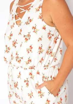 Asoph Plus Size Floral Print Sleeveless Romper -Asoph Fashion Shop 2017663 952 4