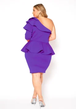 Asoph Plus Size One Shoulder Ruffle Tier Mini Dress -Asoph Fashion Shop 2017671 002 3
