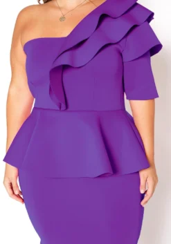 Asoph Plus Size One Shoulder Ruffle Tier Mini Dress -Asoph Fashion Shop 2017671 002 4