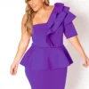 Asoph Plus Size One Shoulder Ruffle Tier Mini Dress