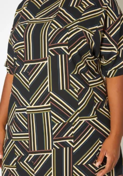 Asoph Plus Size Geometrical Striped Tee Shirt Mini Dress -Asoph Fashion Shop 2017673 001 4