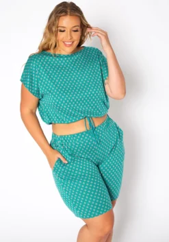 Asoph Plus Size Polka Dot Two Piece Set